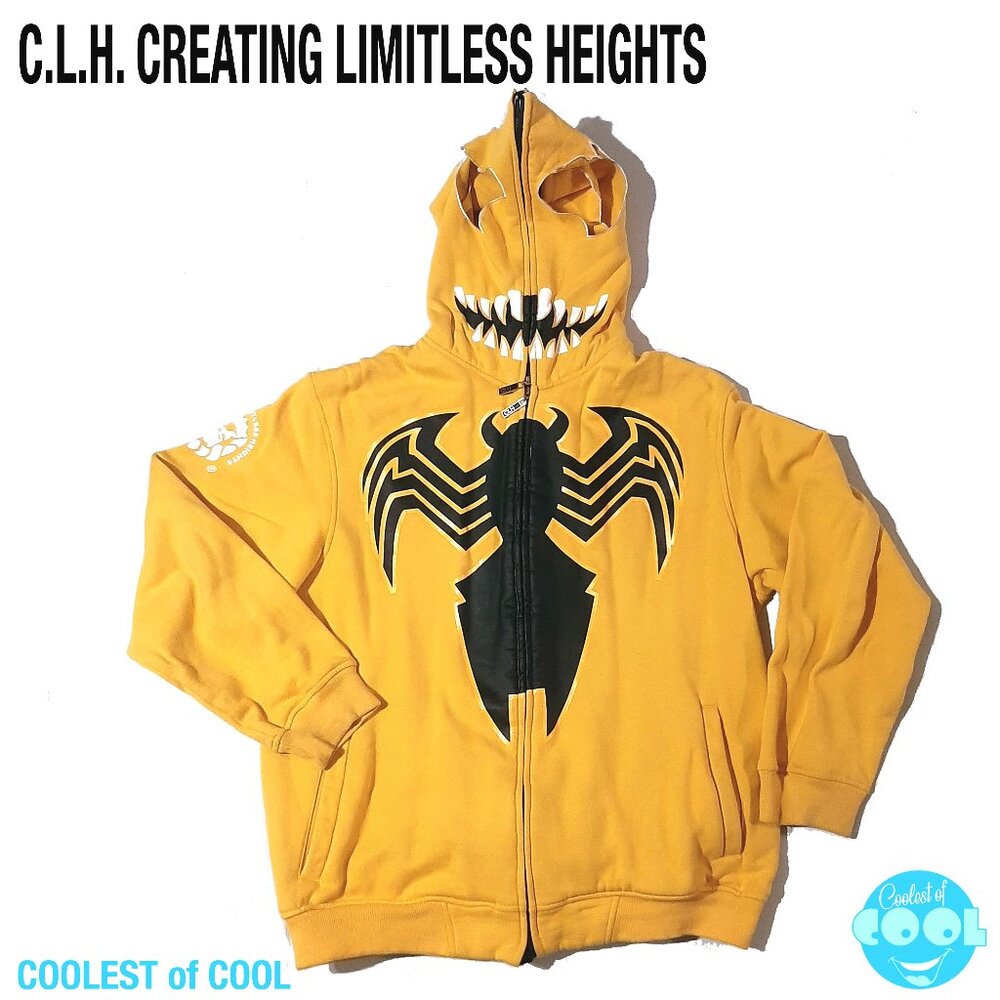 RARE CLH Creating Limitless Heights Venom Spiderman Y2K Full Zip Hoodie Men's XL